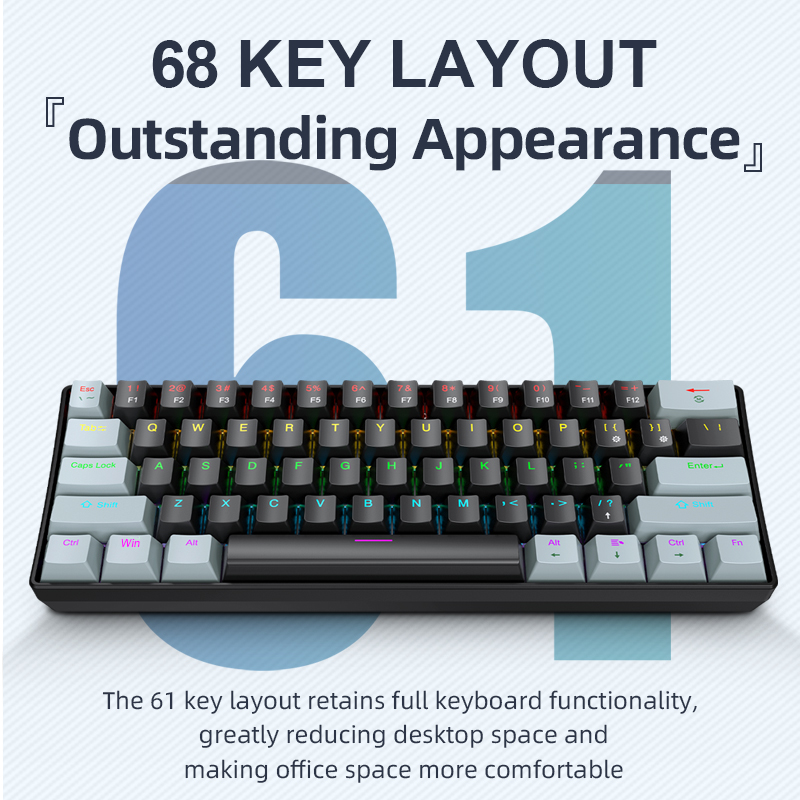 Gaming Keyboard Thocky - APAYADO K61 Mini clavier mécanique, filaire,