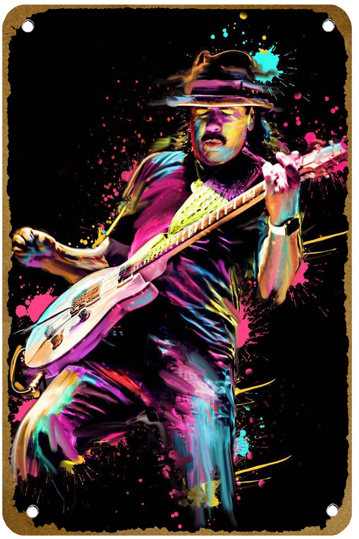 Brass Weight Plate - Affiche de Carlos Santana en métal,