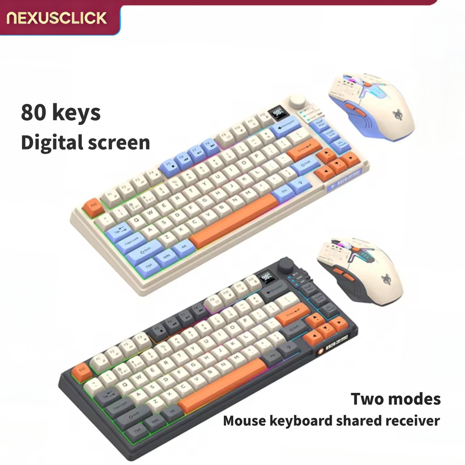 Gaming Keyboard And Mouse Combo Wireless - NexusClick Combo Clavier et Souris Double
